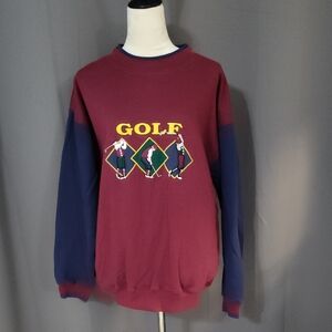 Vintage Golf Maroon and Navy Sweater Claybrooke Sports XL Preppy Style Retro